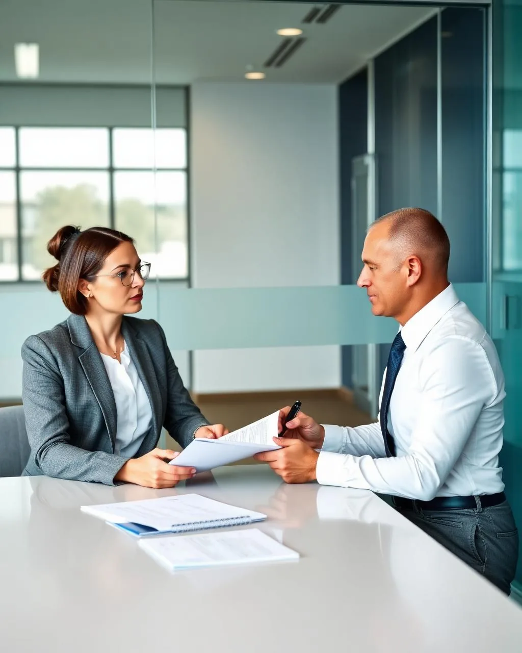 HR investigator reviewing workplace documents