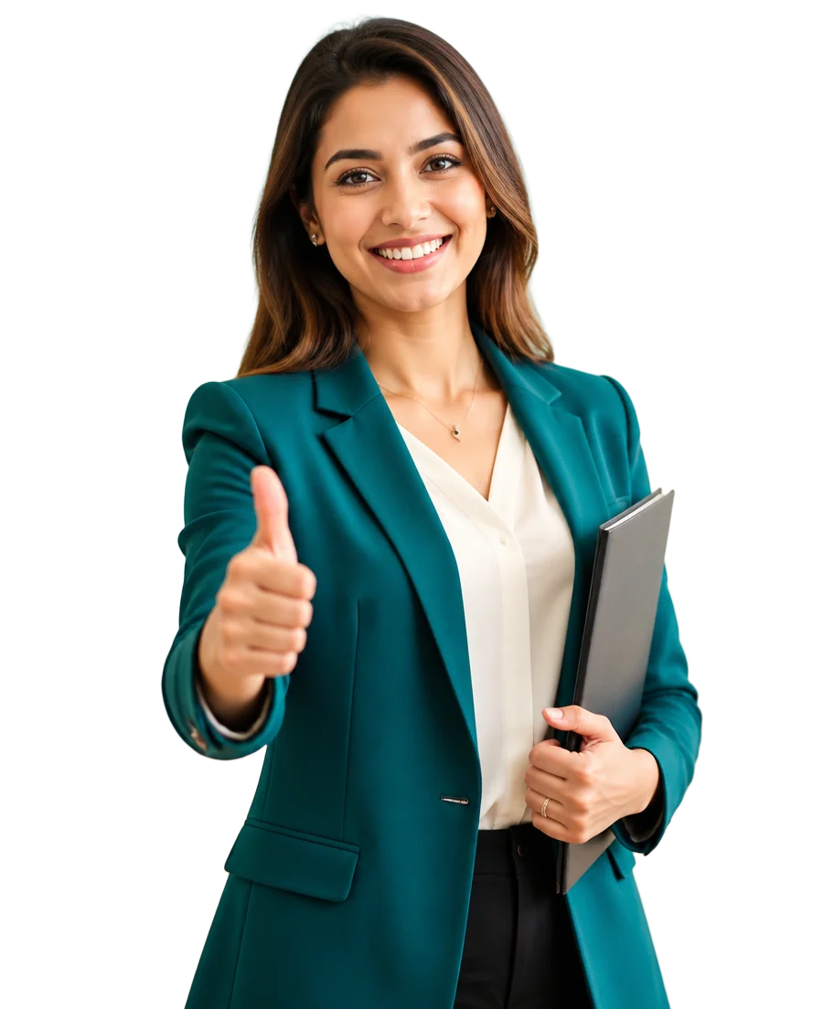 Friendly HR consultant giving a thumbs up